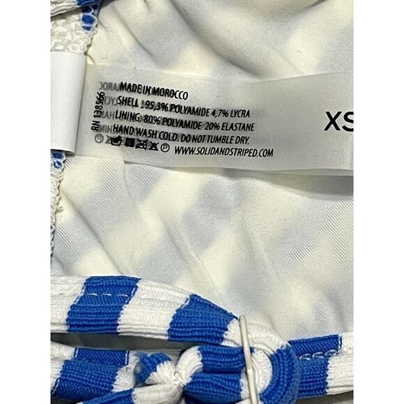 Solid & Striped Lulu Top Azure Stripe V-Neck Bikini Swim‎ Top Navy Blue White XS - Picture 10 of 12